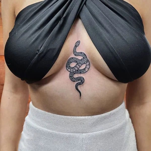 Snake Tattoo Under Breast