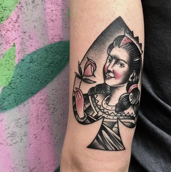 Neo Traditional Queen of Spades Tattoo