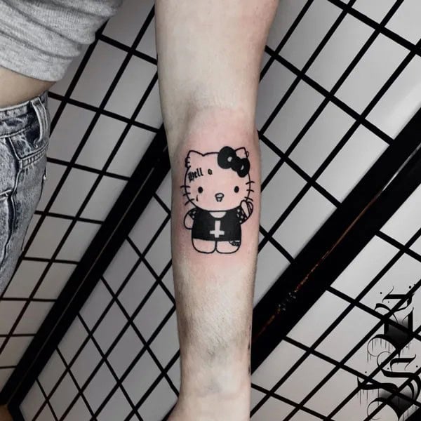 Ankle Hello Kitty Tattoo