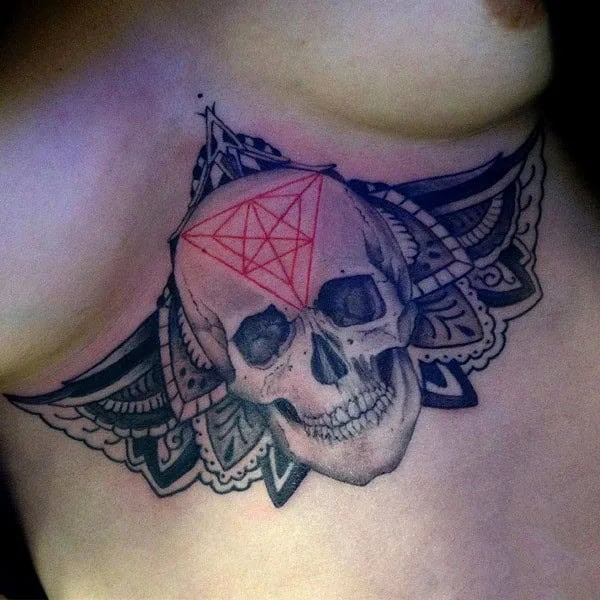 Skull Underboob Tattoo