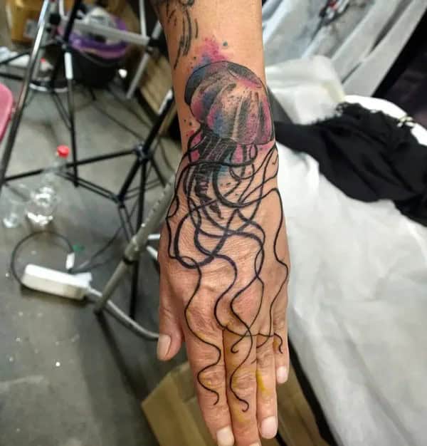 Jellyfish Hand Tattoo