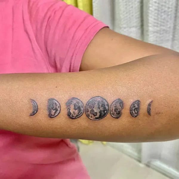 Moon Phase Forearm Tattoo