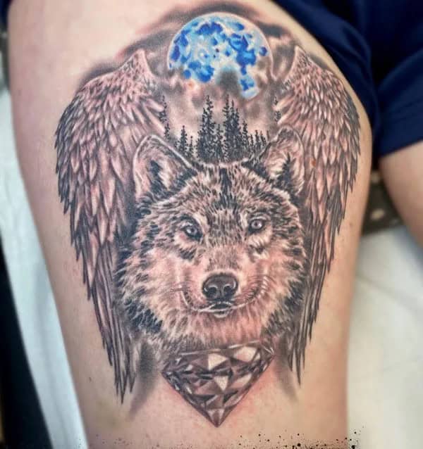 Wolf With Angel Wings Tattoo