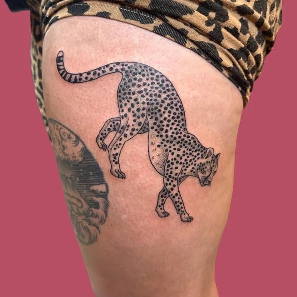 Cheetah Tattoo On Thigh