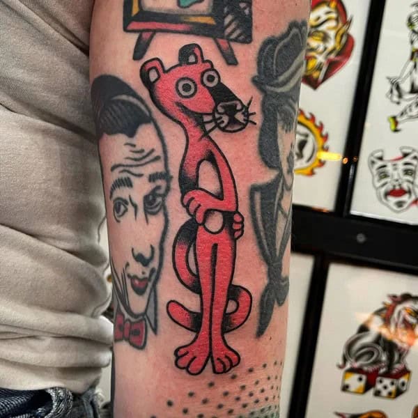 Pink Panther Patchwork Tattoo