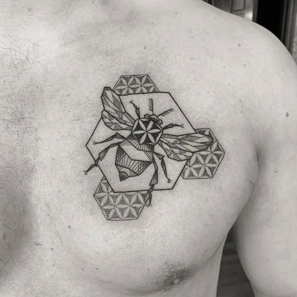 Geometric Bee Tattoo