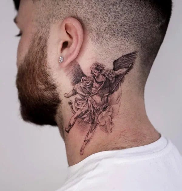 St Michael Neck Tattoo