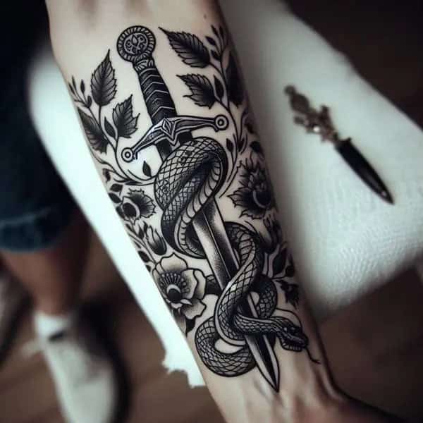 Sword And Snake Tattoo