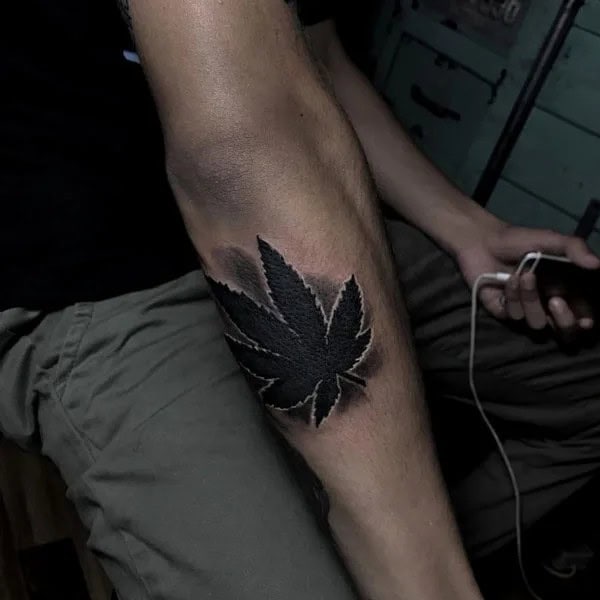 Weed Hand Tattoo