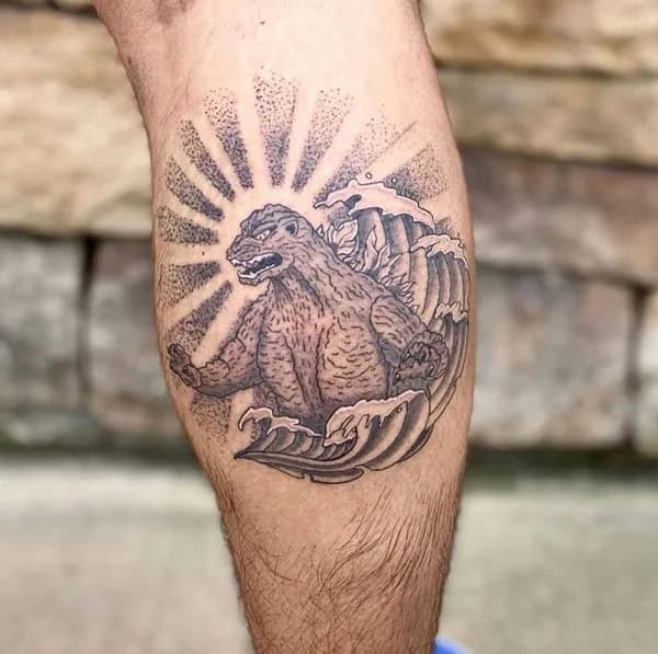 Godzilla vs Ghidorah tattoo