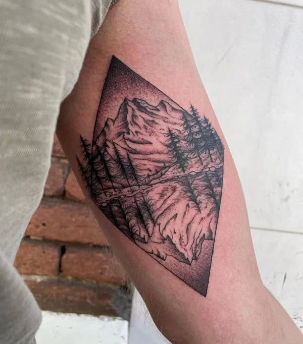 Bicep Mountain Tattoo