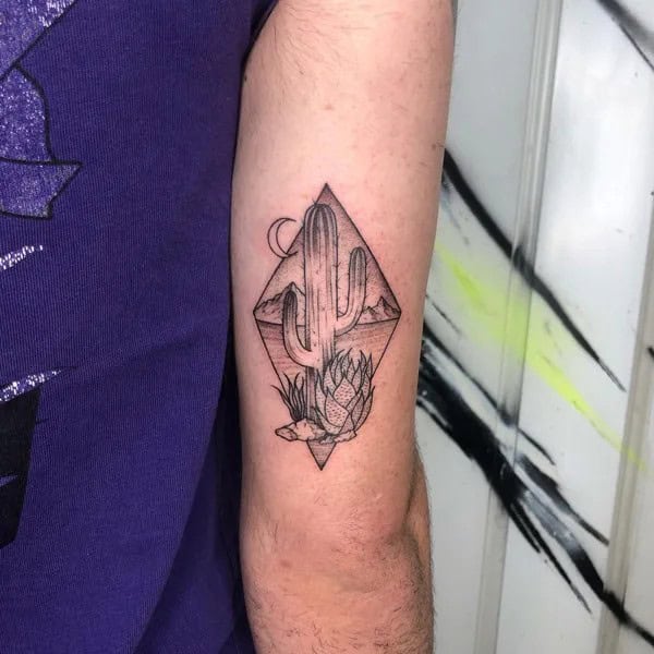 Geometric Cactus Tattoo