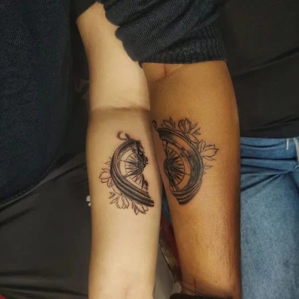 Couple Compass Tattoo