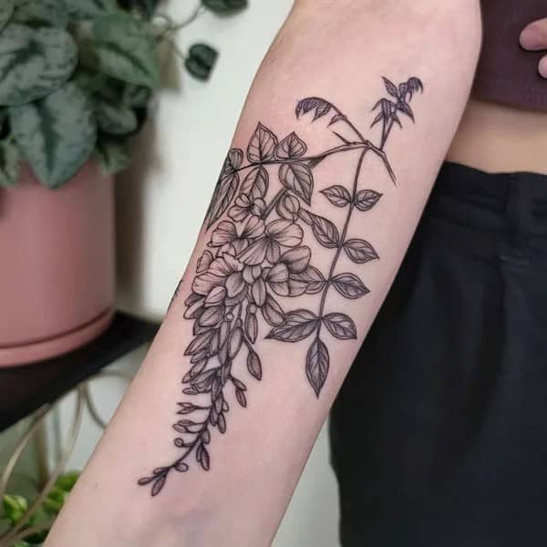 Wisteria Thigh Tattoo