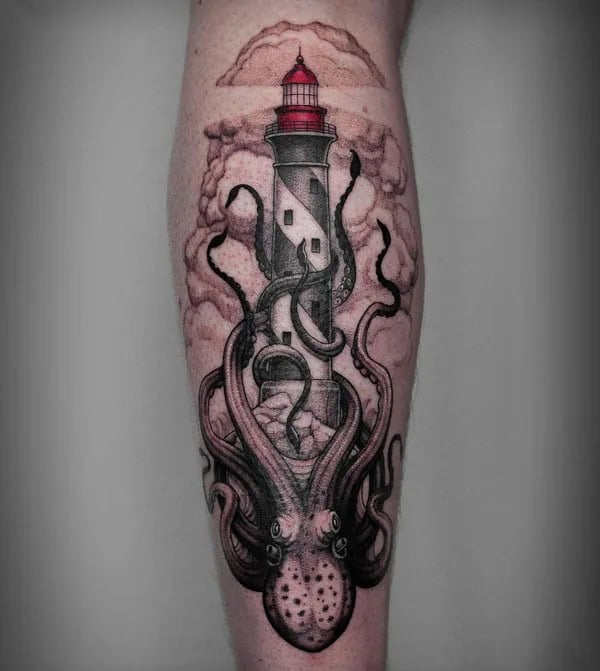 Kraken Lighthouse Tattoo