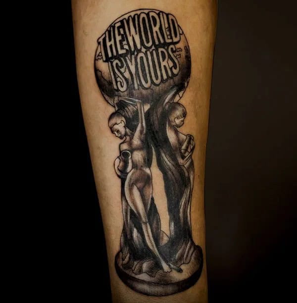 “The World Is Yours” Finger Tattoo