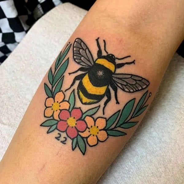 Traditional Bee Tattoo