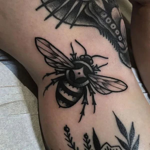 Black and White Bee tattoo