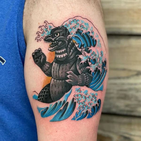 Godzilla vs Ghidorah tattoo