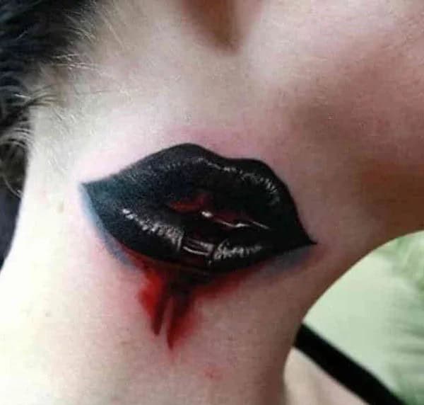 Feisty Neck Lip Tattoo