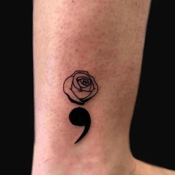 Rose Semicolon Tattoo