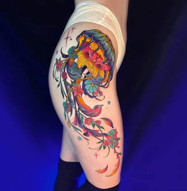 Jellyfish Thigh Tattoo