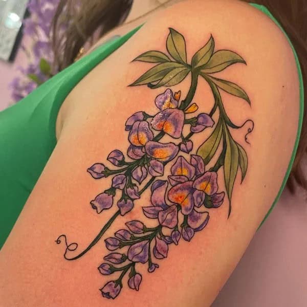 Wisteria Thigh Tattoo