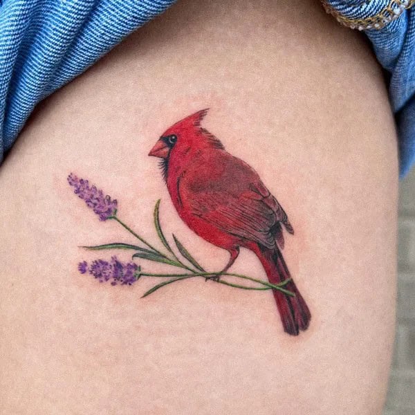 Cardinal on Lavender Tattoo