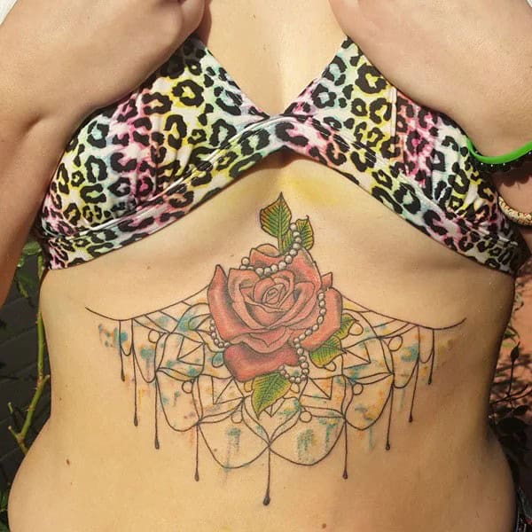 Rose Underboob Tattoo