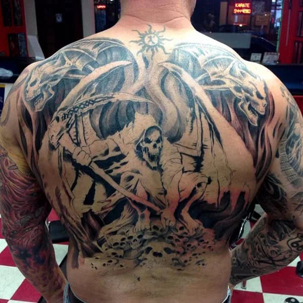 Grim Reaper Back Tattoo