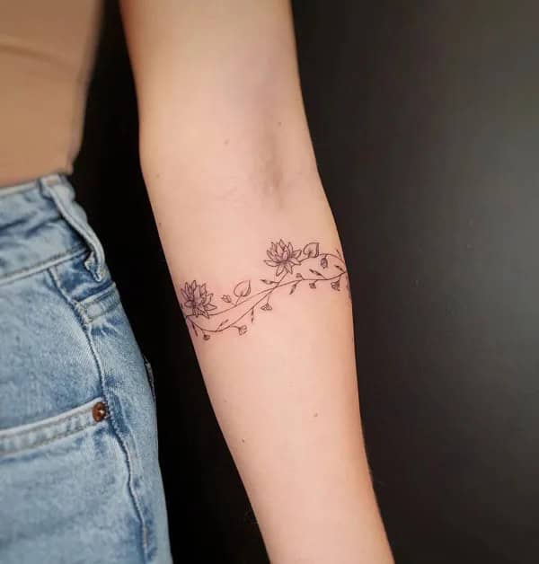 July Birth Flower Armband Tattoo