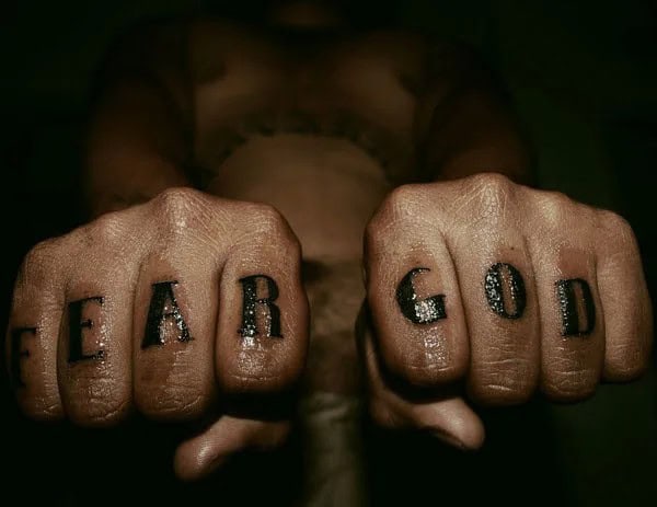 Fear God Tattoo on Finger