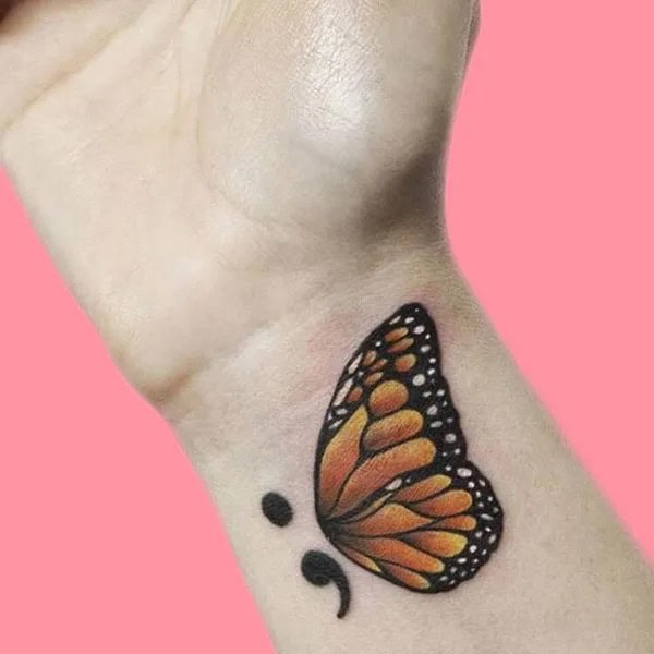 Butterfly Semicolon Tattoos