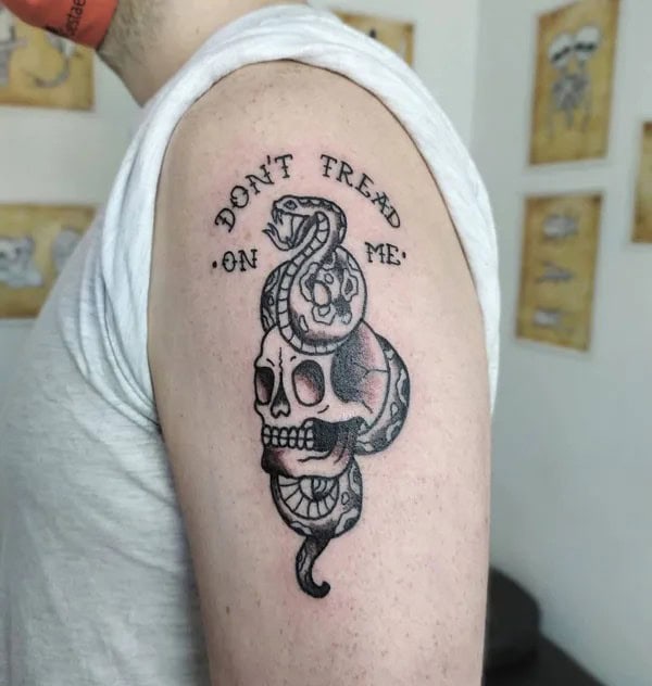 “Don’t Tread On Me” Back Tattoo