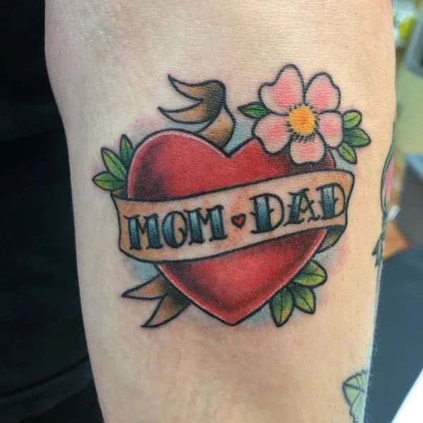 Mom and Dad Flower Tattoo