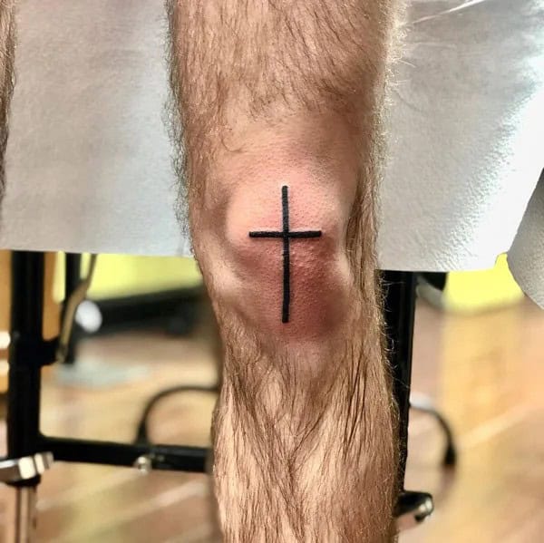 Cross Knee Tattoo