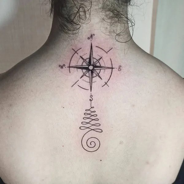 Unalome Compass Tattoo