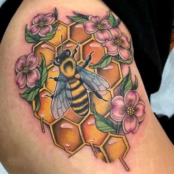 Bee and Honeycomb Tattoo