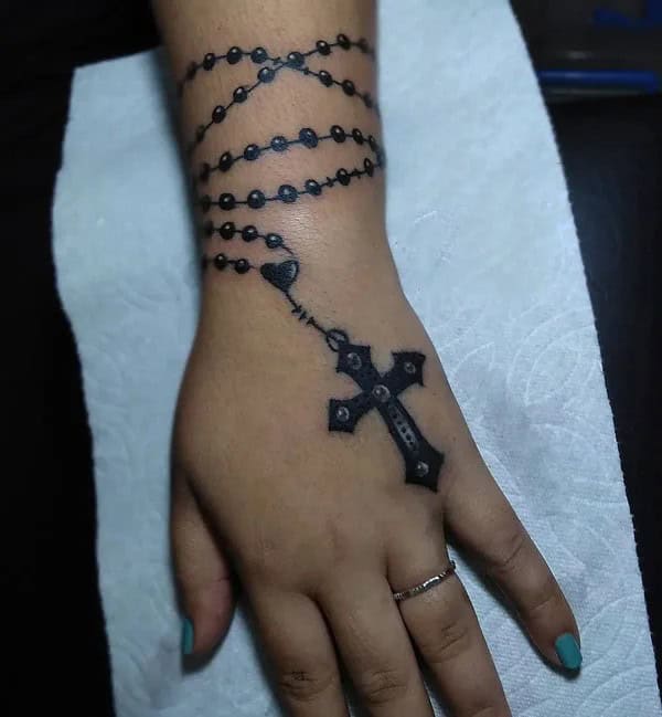 Rosary Tattoo On Wrist