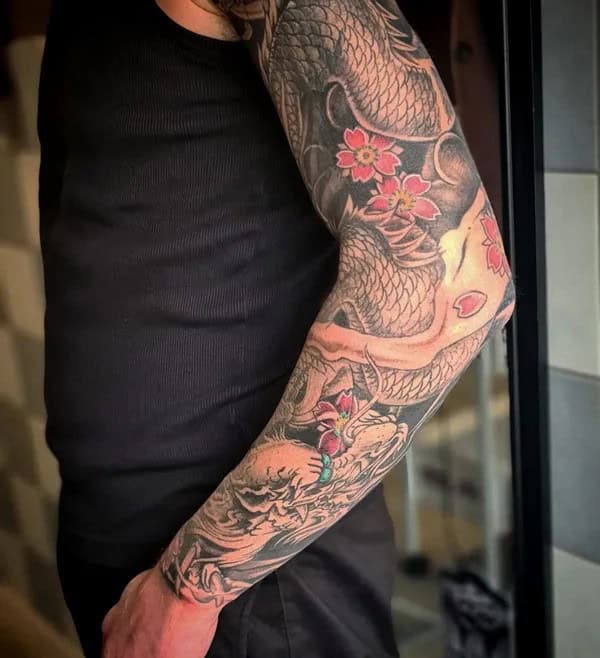 Japanese Dragon Sleeve Tattoo