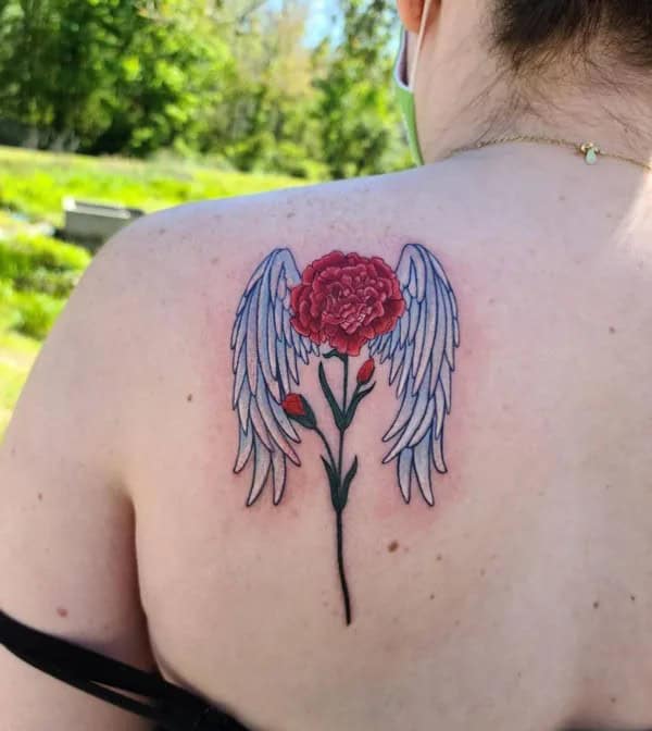 Rose With Angel Wings Tattoo