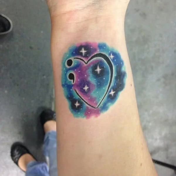 Semicolon Heart Tattoo