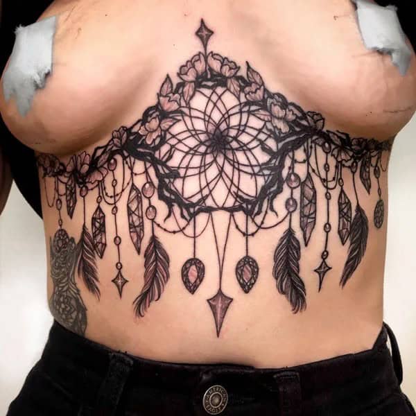 Dream Catcher Tattoo Under Breast