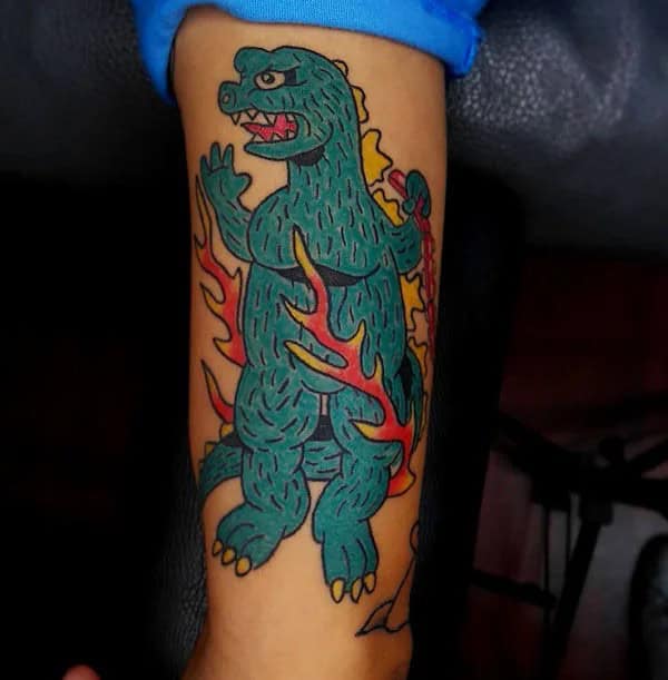 Godzilla vs Ghidorah tattoo