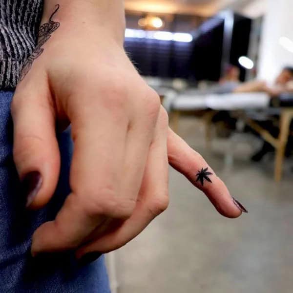 Weed Tattoo on Finger