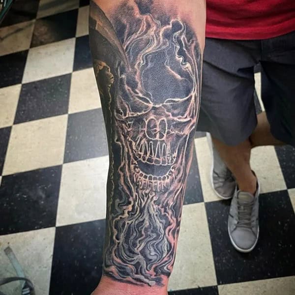 Negative Space Skull Tattoo