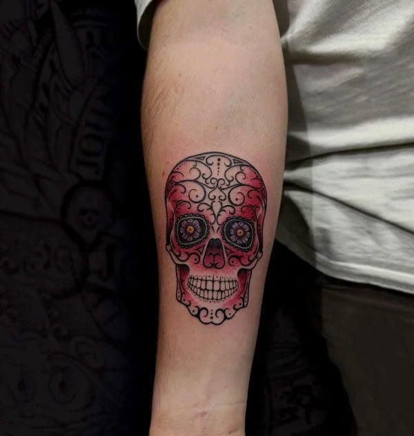 Sugar Skull Forearm Tattoo