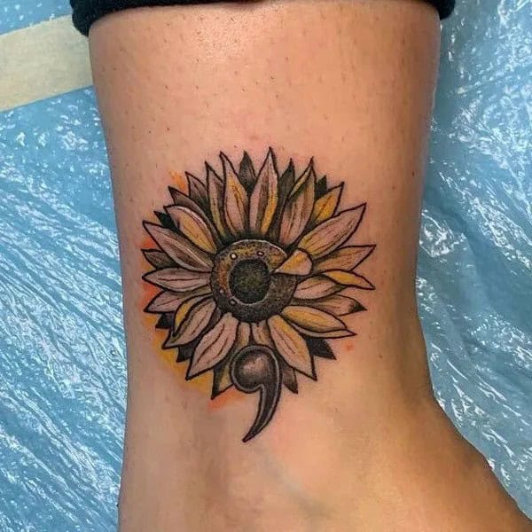 Sunflower Semicolon Tattoo