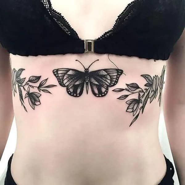 Butterfly Underboob Tattoo