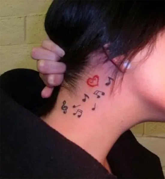 Heart Shape with Music Note Tattoo